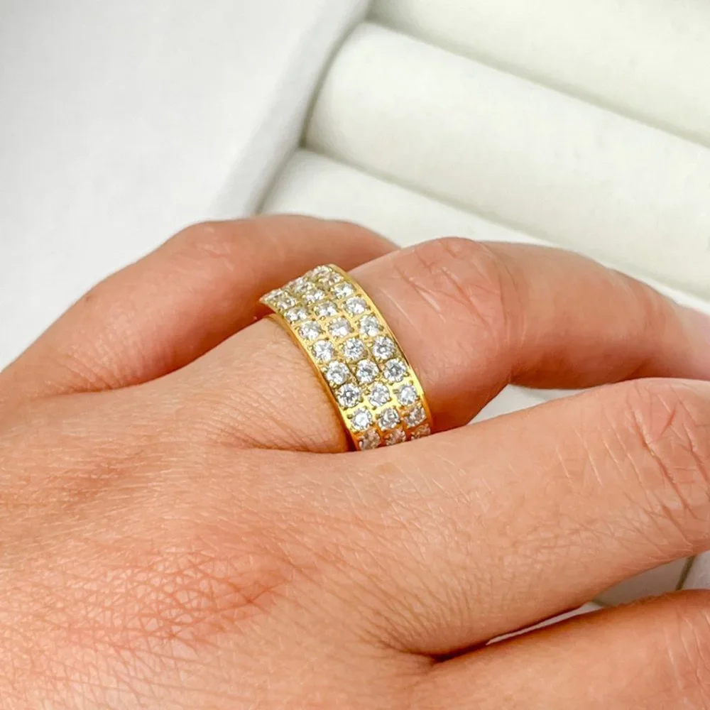 Gold Plated Full Eternity Wide Band Ring Chunky Ring For Women Gold Plated Ring - Picture 6 of 7